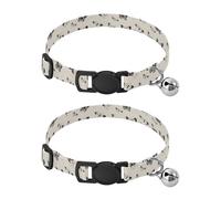 Pet Collar 2 Pcs Cartoon Black and White Butterfly Puppy Neckband Cat Collars Quick Release with Anti-Lost Bell Round Dog Collar