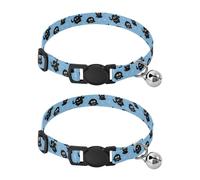 Pet Collar 2 Pcs Cartoon Monster Puppy Neckband Cat Collars Quick Release with Anti-Lost Bell Round Dog Collar