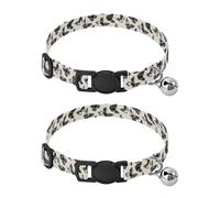Pet Collar 2 Pcs Cartoon Pattern Black Butterfly Puppy Neckband Cat Collars Quick Release with Anti-Lost Bell Round Dog Collar