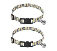 Pet Collar 2 Pcs Cool Dog Wearing Glasses Puppy Neckband Cat Collars Quick Release with Anti-Lost Bell Round Dog Collar