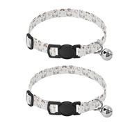 Pet Collar 2 Pcs Cute Bear Wearing Hat with Rainbow Pattern Puppy Neckband Cat Collars Quick Release with Anti-Lost Bell Round Dog Collar