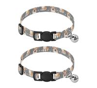 Pet Collar 2 Pcs Cute Cartoon Dog Face Puppy Neckband Cat Collars Quick Release with Anti-Lost Bell Round Dog Collar