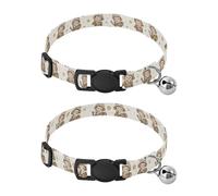 Pet Collar 2 Pcs Cute Cartoon Monkey Pattern Puppy Neckband Cat Collars Quick Release with Anti-Lost Bell Round Dog Collar