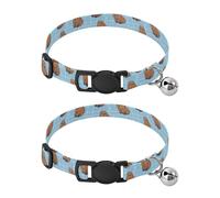 Pet Collar 2 Pcs Cute Little Beavers Puppy Neckband Cat Collars Quick Release with Anti-Lost Bell Round Dog Collar