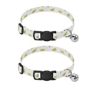 Pet Collar 2 Pcs Dragonflies Pattern Puppy Neckband Cat Collars Quick Release with Anti-Lost Bell Round Dog Collar
