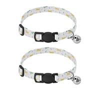 Pet Collar 2 Pcs Dragonflies Print Puppy Neckband Cat Collars Quick Release with Anti-Lost Bell Round Dog Collar