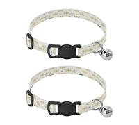 Pet Collar 2 Pcs Elegant Pattern Dragonflies Puppy Neckband Cat Collars Quick Release with Anti-Lost Bell Round Dog Collar