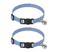 Pet Collar 2 Pcs Grace Butterflies and Bow Puppy Neckband Cat Collars Quick Release with Anti-Lost Bell Round Dog Collar