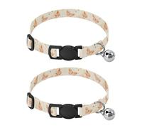 Pet Collar 2 Pcs Grace Butterflies and Bows Pattern Puppy Neckband Cat Collars Quick Release with Anti-Lost Bell Round Dog Collar