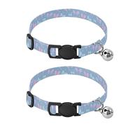 Pet Collar 2 Pcs Grace Butterflies and Bows Puppy Neckband Cat Collars Quick Release with Anti-Lost Bell Round Dog Collar