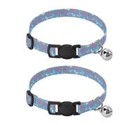 Pet Collar 2 Pcs Grace Butterflies Bows Puppy Neckband Cat Collars Quick Release with Anti-Lost Bell Round Dog Collar