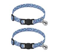 Pet Collar 2 Pcs Grace Butterflies Puppy Neckband Cat Collars Quick Release with Anti-Lost Bell Round Dog Collar