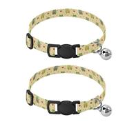 Pet Collar 2 Pcs Green Frog Holding Colorful Hearts Puppy Neckband Cat Collars Quick Release with Anti-Lost Bell Round Dog Collar