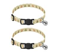 Pet Collar 2 Pcs Green Frogs Holding Colorful Hearts Puppy Neckband Cat Collars Quick Release with Anti-Lost Bell Round Dog Collar