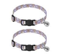 Pet Collar 2 Pcs Loveliness Dog and Heart Pattern Puppy Neckband Cat Collars Quick Release with Anti-Lost Bell Round Dog Collar