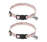 Pet Collar 2 Pcs Lovely Bunnies Pattern Puppy Neckband Cat Collars Quick Release with Anti-Lost Bell Round Dog Collar