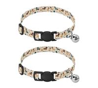Pet Collar 2 Pcs Lovely Dachshund Pattern Puppy Neckband Cat Collars Quick Release with Anti-Lost Bell Round Dog Collar