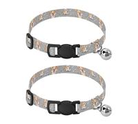 Pet Collar 2 Pcs Lovely Dog Face Pattern Puppy Neckband Cat Collars Quick Release with Anti-Lost Bell Round Dog Collar