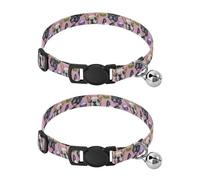 Pet Collar 2 Pcs Pattern Bulldog Faces Puppy Neckband Cat Collars Quick Release with Anti-Lost Bell Round Dog Collar