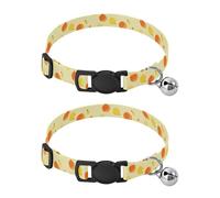 Pet Collar 2 Pcs Pattern Oranges Lemons Puppy Neckband Cat Collars Quick Release with Anti-Lost Bell Round Dog Collar