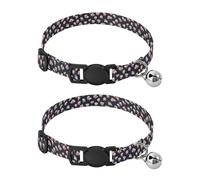 Pet Collar 2 Pcs Pattern with Blue Popcorn Puppy Neckband Cat Collars Quick Release with Anti-Lost Bell Round Dog Collar