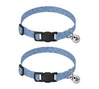 Pet Collar 2 Pcs Red Blue Stars Puppy Neckband Cat Collars Quick Release with Anti-Lost Bell Round Dog Collar