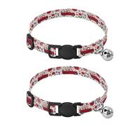 Pet Collar 2 Pcs Red Truck Flowers Puppy Neckband Cat Collars Quick Release with Anti-Lost Bell Round Dog Collar