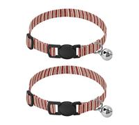 Pet Collar 2 Pcs Striped Blue Stars Puppy Neckband Cat Collars Quick Release with Anti-Lost Bell Round Dog Collar