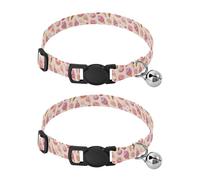 Pet Collar 2 Pcs Watercolor Pink Pastel Whimsical Puppy Neckband Cat Collars Quick Release with Anti-Lost Bell Round Dog Collar