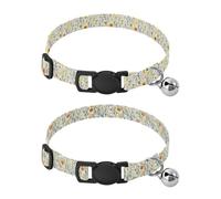 Pet Collar Dog Adjustable Girl and Boy Dog Collars Set of 2 Cute Spring Flowers Rustic White Cute Spring Flowers Rustic White