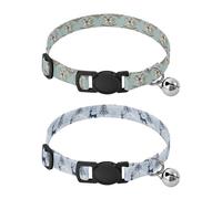 Pet Collar Dog Adjustable Girl & Boy Dog Collars 2 Pcs Christmas Light Blue Rocking Horse Christmas Light Blue Reindeer Trees Snowflakes