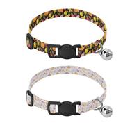 Pet Collar Dog Quick Release Buckle Girl and Boy Collar 2 Packs Tropical Fruit Black Enchanted Steed Rainbow Space