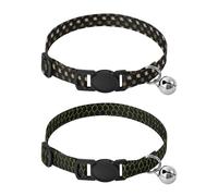 Pet Collar Dog Release Buckle Girl & Boy Dog Collars 2 Pcs Maple Leaf Brown Black Line Adventure Emerald Gold Black