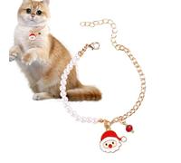 Pet Collar for Cats, Adjustable Pet Collar, Cat Collar Colorful Kitten Pearl Necklace Decoration, Classic Christmas Color Scheme Necklace Decoration, Theme Party, Birthday Party, Daily Life, Wedding