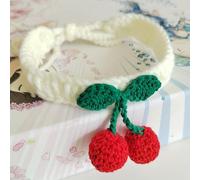 Pet Collar Handmade Knitted Cat Collar With Cherry Decor Cute Cat Necklace Cat Supplies para gatos accesorios