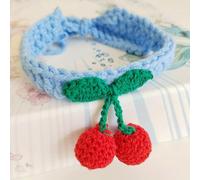 Pet Collar Handmade Knitted Cat Collar With Cherry Decor Cute Cat Necklace Cat Supplies para gatos accesorios