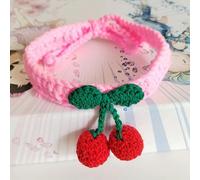 Pet Collar Handmade Knitted Cat Collar With Cherry Decor Cute Cat Necklace Cat Supplies para gatos accesorios