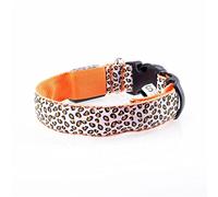 Pet Collar Led Luminous Collar Teddy Dog Luminous Dog Collar Collar Puppy Leopard Collar (Orange Large)