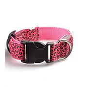 Pet Collar Led Luminous Collar Teddy Dog Luminous Dog Collar Collar Puppy Leopard Collar (Pink Small)
