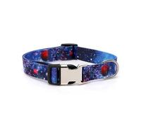 Pet Collar Pet Striped Polyester Dog Leash Adjustable Nylon Dog Collar Personalized(Blue 4,M)