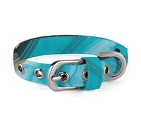 Pet Collar, Turquoise Blue Gold Marble Print Adjustable Pet Collar Lightweight Pet Collar All-season Pet Collar Soft Pet Collar Cute Pet Collar