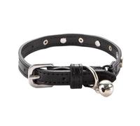 Pet Collar - With Bell And Flexible Connecting Ring - With Moon And Star Rivets - Suitable For Small To Large Cats And Dogs (Black)