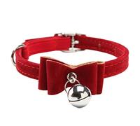 Pet Collar With Bow Knot Bell Cat Collar Kitten Adjustable Velvet Bow Tie Safety Elastic Bowtie Bell Red Bow Tie Pet Collar,Bow Tie Cat Collar,Bow Tie Dog Collar,Velvet Bow Tie Pet Collar