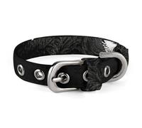 Pet Collar, Wolf Facing The Moon Print Stylish Pet Accessory Fashion Pet Collar Adjustable Pet Collar Lightweight Pet Collar