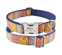 Pet collars Engraved Printed Dog Collar Nylon Personalized Custom Name ID Tag Adjustable Collar(White,S 26-40cm)