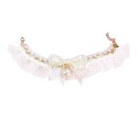 Pet Collars Vintage Elastic Lace Bow Pearl Collar for Pets Pet Collar Cat Collar Pet Accessories for Pets Cats Small Medium Dogs, White, XS