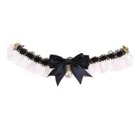 Pet Collars Vintage Elastic Lace Bow Pearl Collar for Pets Pet Collar Cat Collar Pet Accessories for Pets Cats Small Medium Dogs, Black, L