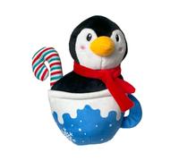 Pet Connection Christmas Mug Character Plush Dog Toy with Squeaker (Blue Penguin)