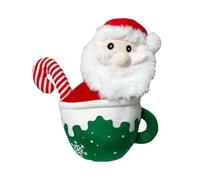Pet Connection Christmas Mug Character Plush Dog Toy with Squeaker (Green Santa)