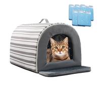 Pet Cooling House - Cat Air-Conditioned Shelter, Foldable Kitten Ice | Ventilated Oxford Cloth Weatherproof Habitat Summer Temperature Control Insulated Thermal Sanctuary With Ice Boxes For Puppie